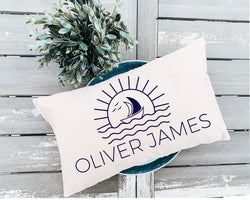 Personalized Ocean Theme Nursery Pillow - Perfect for Surf or Ocean Themed Nurseries