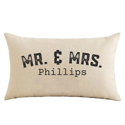 Custom Family Name Pillow - Personalized Wedding Shower Gift for Couples