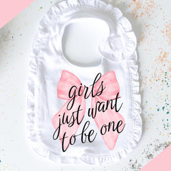 Coquette First Birthday Theme - Girls Just Want to Be One First Birthday Bib - Coquette Bow Birthday - Cake Smash Prop
