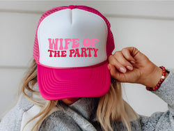 Retro Wife of the Party Trucker Hat – Custom Bachelorette Party Hat - Wife of the Party