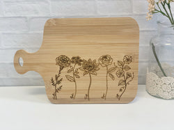 Birth Flower Engraved Cutting Board - Mother's Day Gift