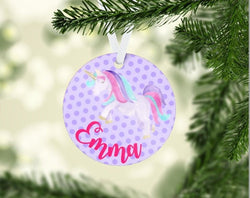 Unicorn Ornament - Personalized Unicorn Ornament - Unicorn Gift - Custom Unicorn Ornament