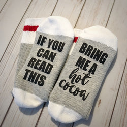 If You Can Read This Bring Me Some Cocoa Socks - Gift for Women - Christmas Gifts - Bring Me Wine Socks - Christmas Gifts for Mom