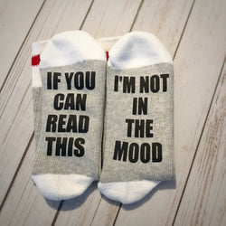 If You Can Read This I'm Not in the Mood - Gift for Women - Mothers Day - Bring Me Wine Socks - Birthday Gifts for Mom - Gift for Wife