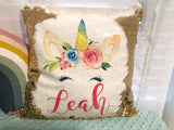 Personalized Unicorn Sequin Pillow - Choose Your Unicorn / Mermaid/ Dragon