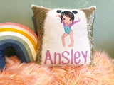 Personalized Gymnastics Sequin Pillow - Custom Name Pillow Gymnastics