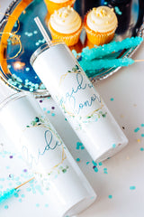 Personalized Custom Geometric Floral Bridesmaid Tumblers - Bridesmaid Gift