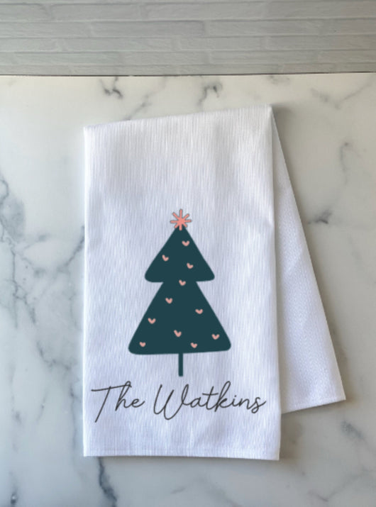 Personalized Christmas Tree Merry Christmas Tea Dish Towel