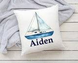 Personalized Pillow - Nautical Sail Boat Pillow Nursery Decor