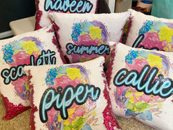 Personalized Sequin Pillow - Neon Tie Dye Custom Name Sequin Pillow